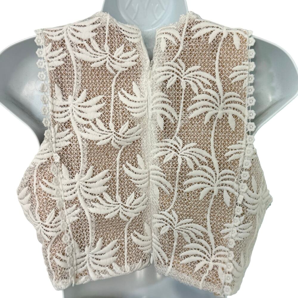 Pink Lemonade White Nude Palm Tree Pineappele Lace Crop Top Midi Skirt Set sz M - Picture 11 of 16
